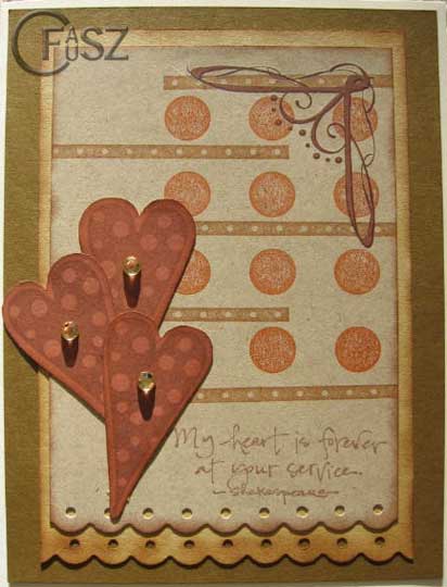 This piece incorporates rub-ons, rhinestones and stamps from Stampin' Up!, Penny Black & Paper Inspirations.